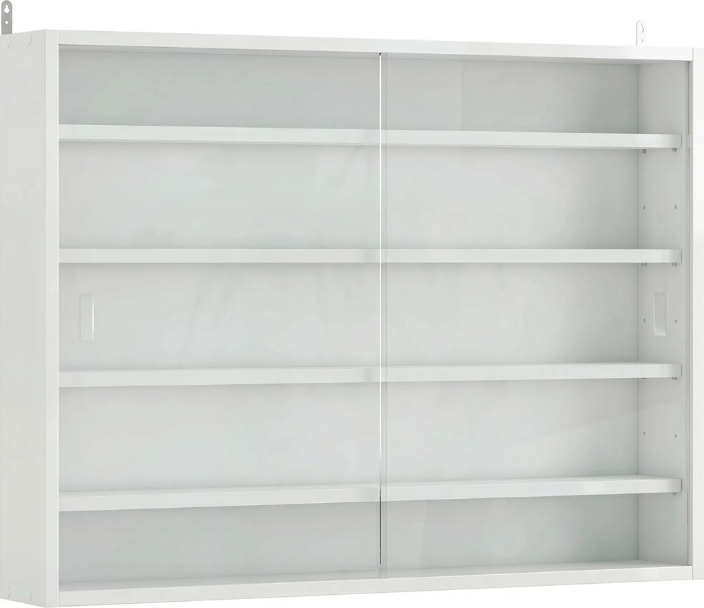 HOMCOM Vitrine de Parede com Prateleiras Ajustáveis e 2 Portas Corredeiras de Vidro para Coleções 80x9,5x60 cm Branco | Aosom Portugal