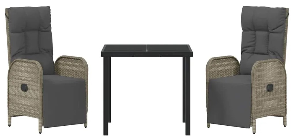 Conjunto de Jantar de Jardim - 3 Peças com Almofadas em Polirattan Cin