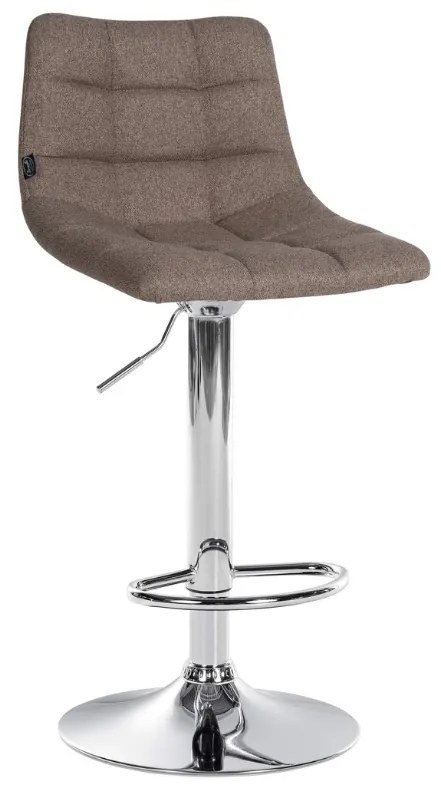 Banco de bar Jerry em tecido com estrutura cromada 87-108,5 x 43 x 46,5 cm Castanho acinzentado