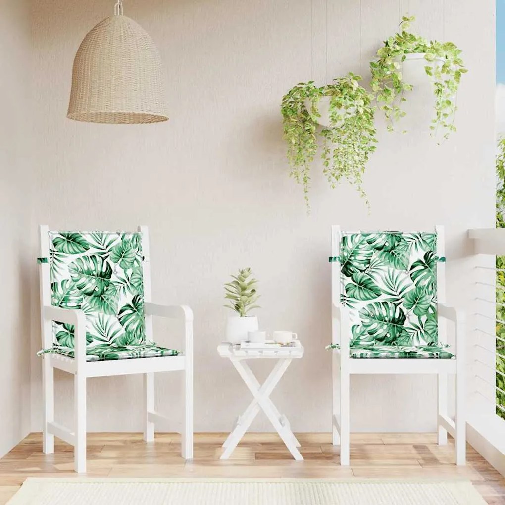 vidaXL Almofadas de cadeira 2 pcs Padrão de folhas 100 x 50 x 3 cm