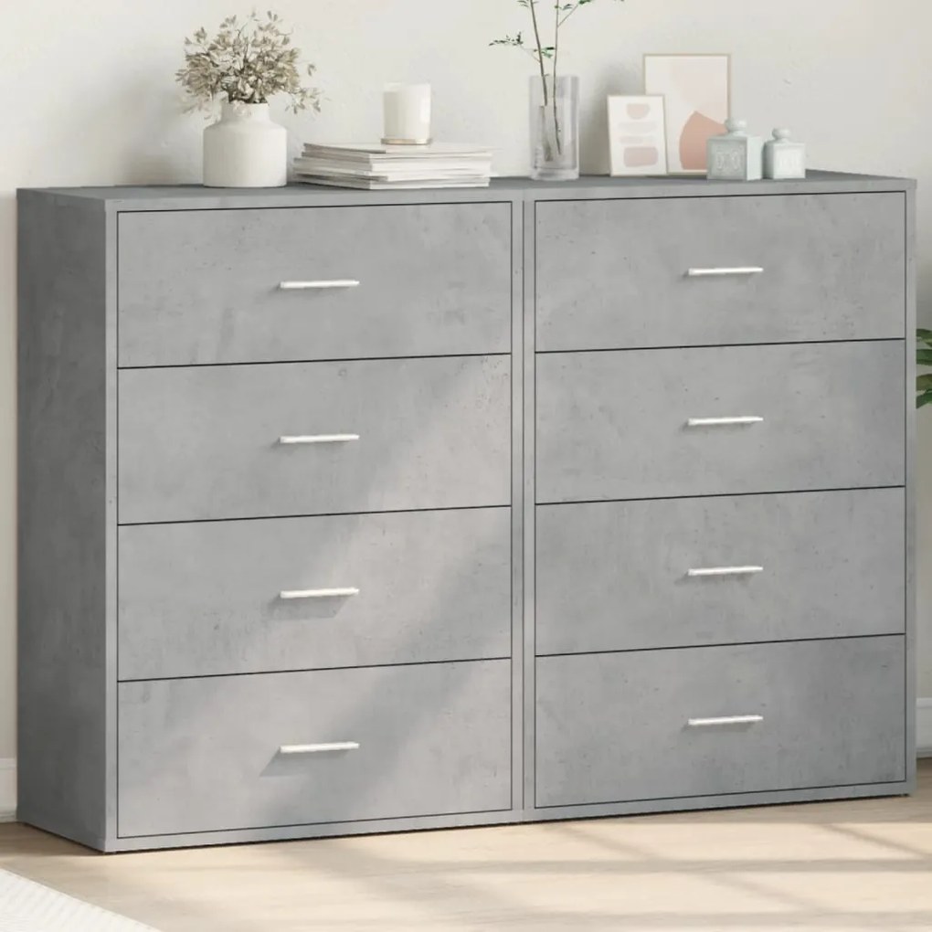 vidaXL Aparadores 2 pcs 60x31x84 cm derivados madeira cinzento cimento