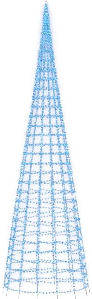 Árvore de Natal LED no mastro 3000 LEDs Azul 800 cm