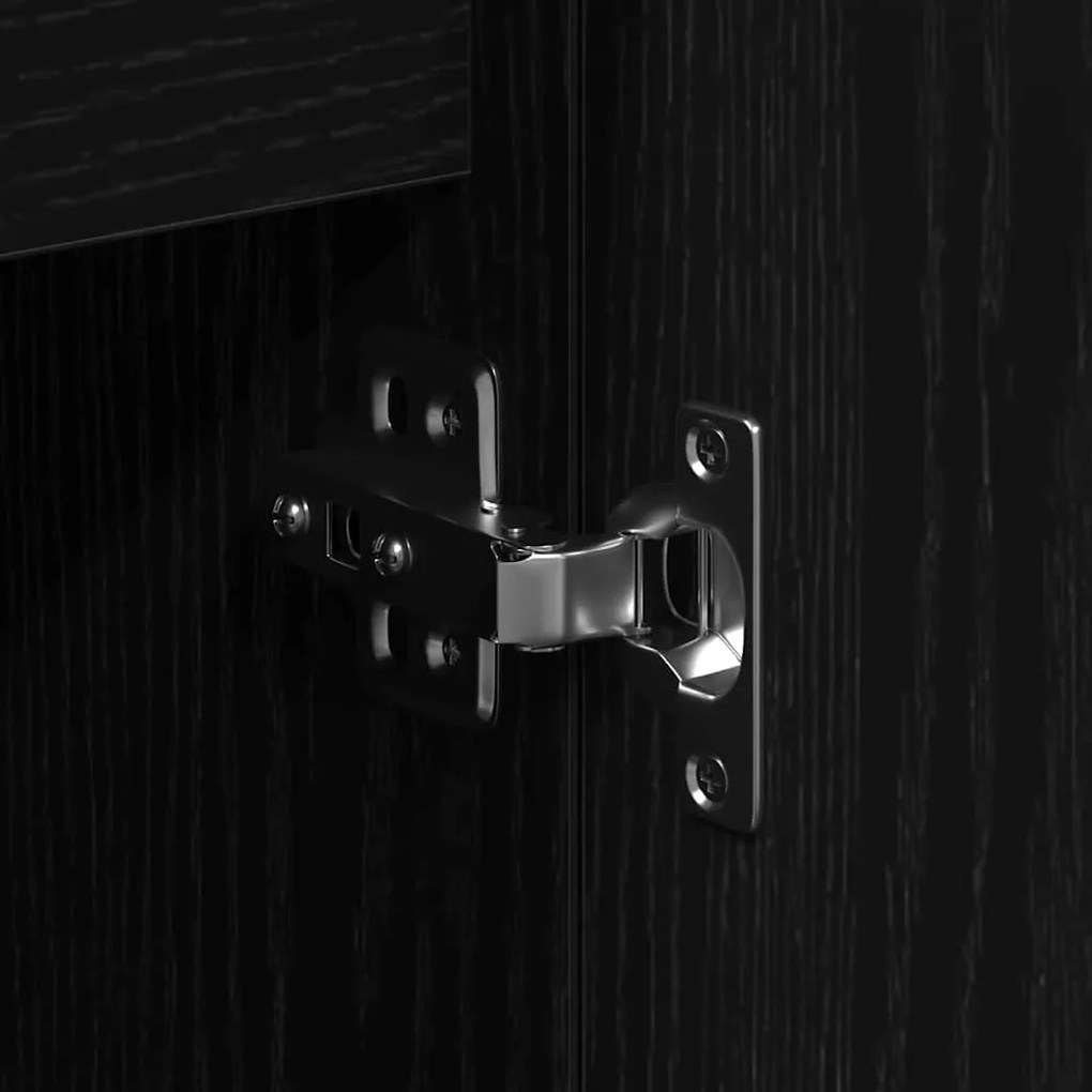 Sideboard vidaXL com portas e gavetas Preto Carvalho 101,5x35x70 cm