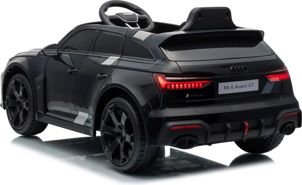 Carro elétrico para Crianças 12V 4x4 Audi RS6 Avant GT Rodas de espuma EVA, Assento Couro ecológico Preto