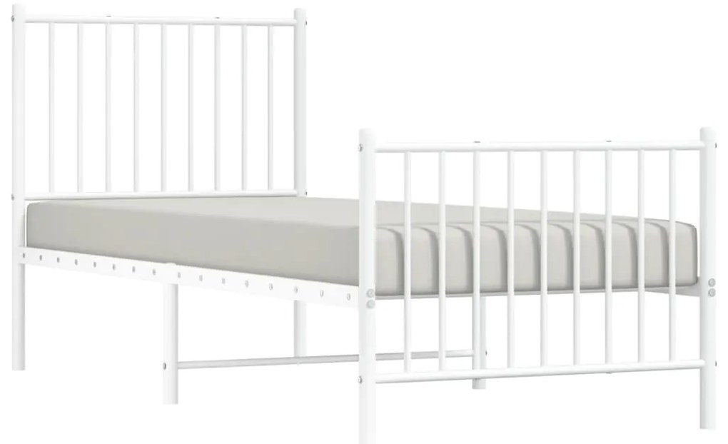 Estrutura de cama com cabeceira e pés 80x200 cm metal branco
