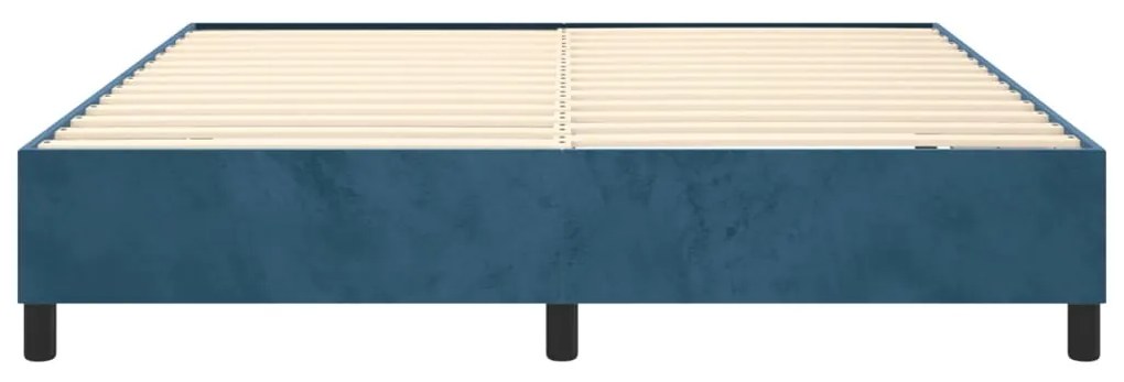 Estrutura de cama sem colchão 160x200 cm veludo azul-escuro
