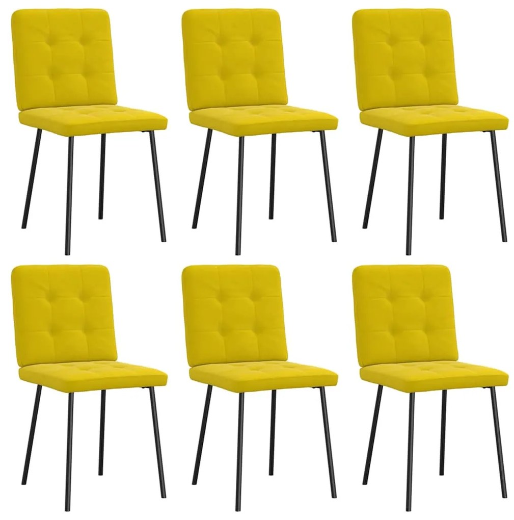 Cadeiras de jantar 6 pcs veludo amarelo