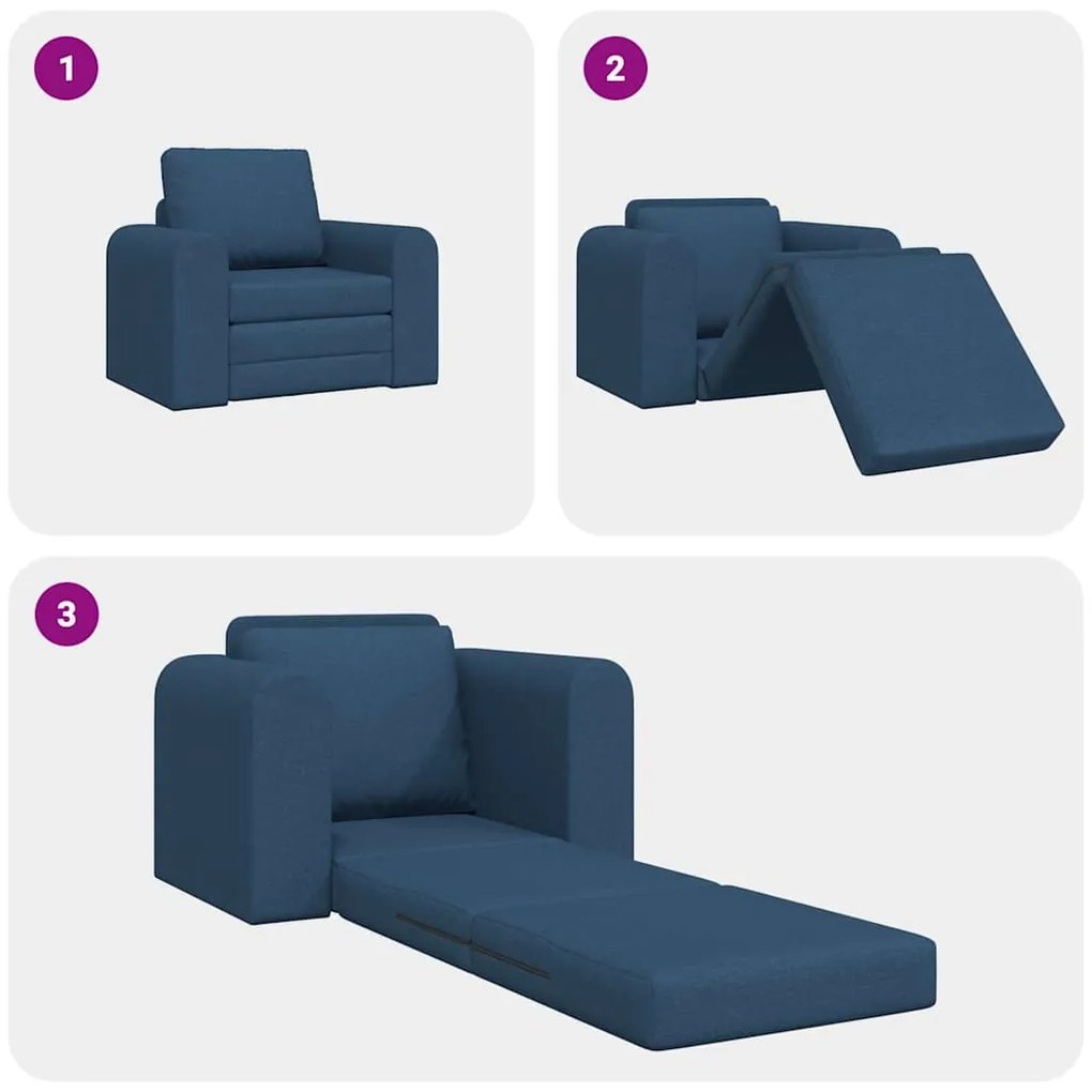 Sofa-Cama 2-em-1 Azul 98x71x83 cm Tecido
