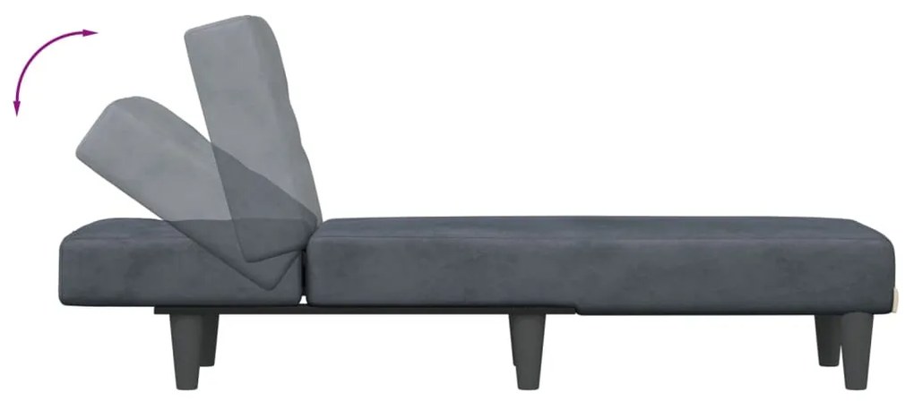 Chaise longue veludo cinzento-escuro