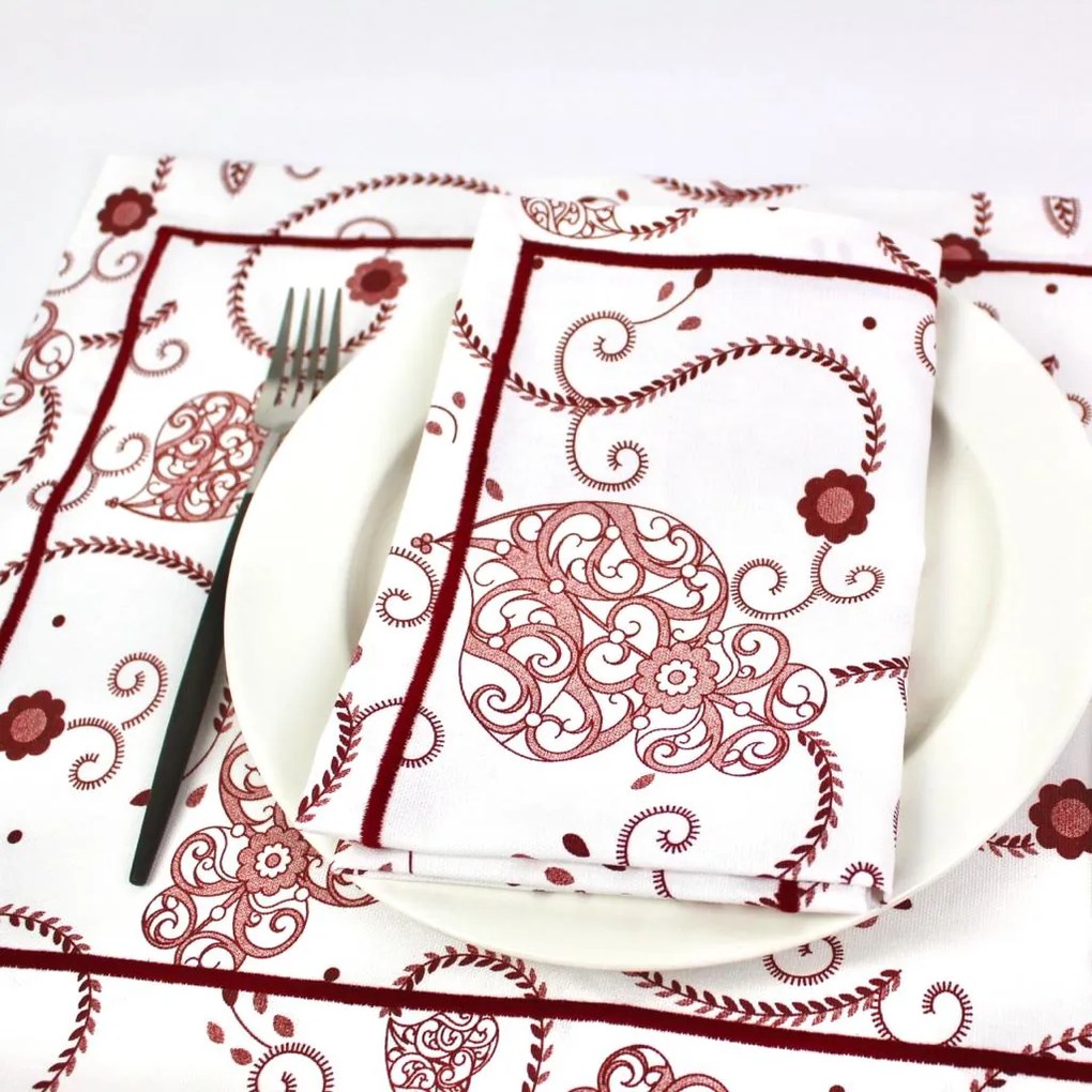 Individual Guardanapo e Caminho de Mesa Viana Red Rolinho