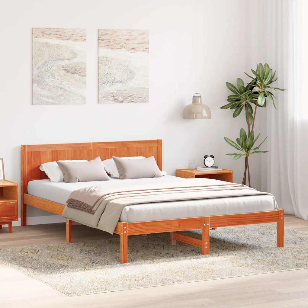 Estrutura de Cama Castanha Encerada Castanha Encerada