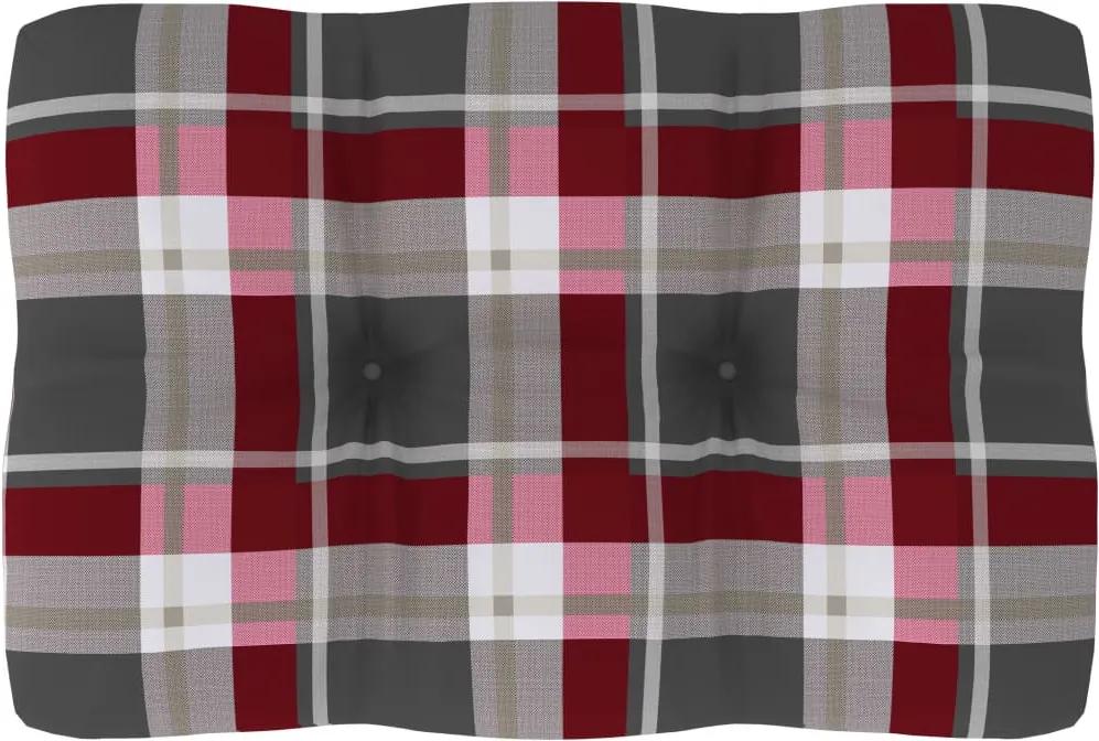 Almofadão p/ sofá de paletes 60x40x12 cm padrão xadrez vermelho