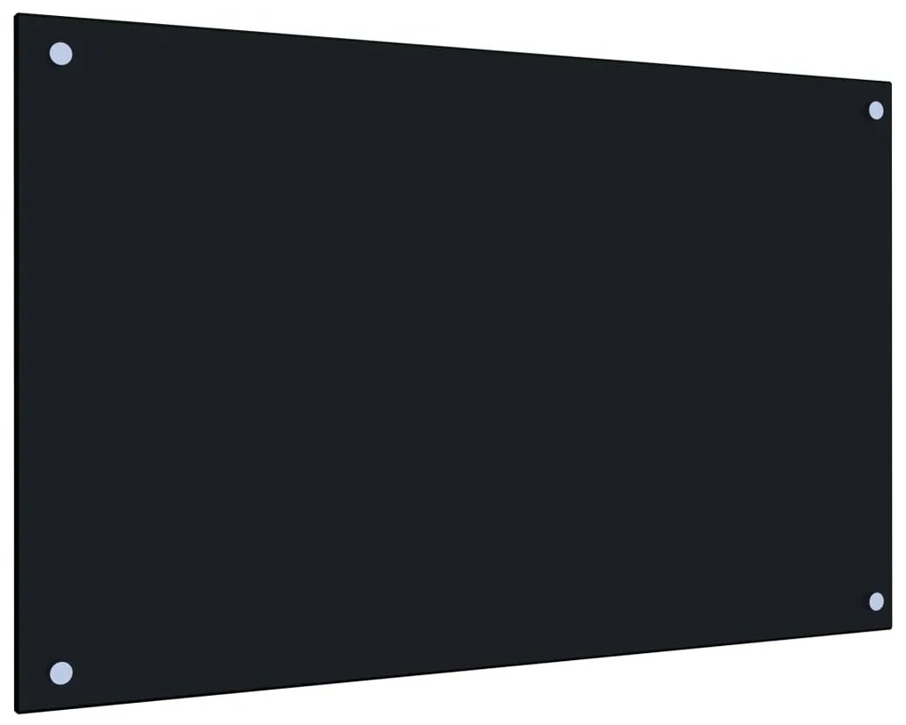 vidaXL Painel anti-salpicos de cozinha 80x50 cm vidro temperado preto