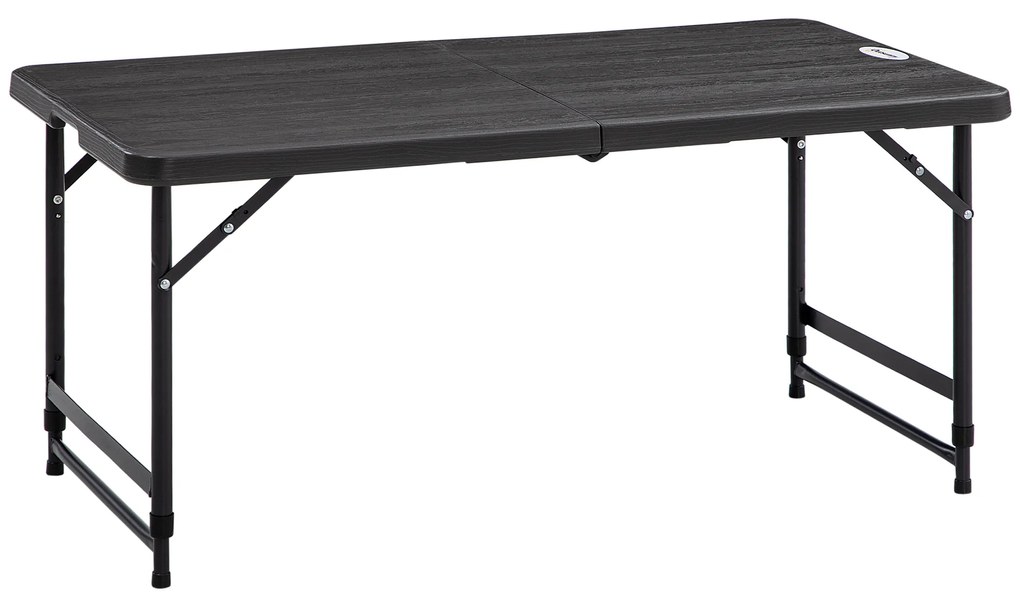 Outsunny Mesa de Jardim Dobrável Mesa de Exterior com Altura Ajustável para 4 Pessoas para Pátio Varanda Carga Máx. 60kg 118x60x56-74cm Cinza Escuro