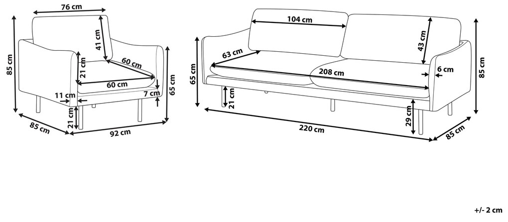 Conjunto de sofás em veludo azul escuro VINTERBRO Beliani
