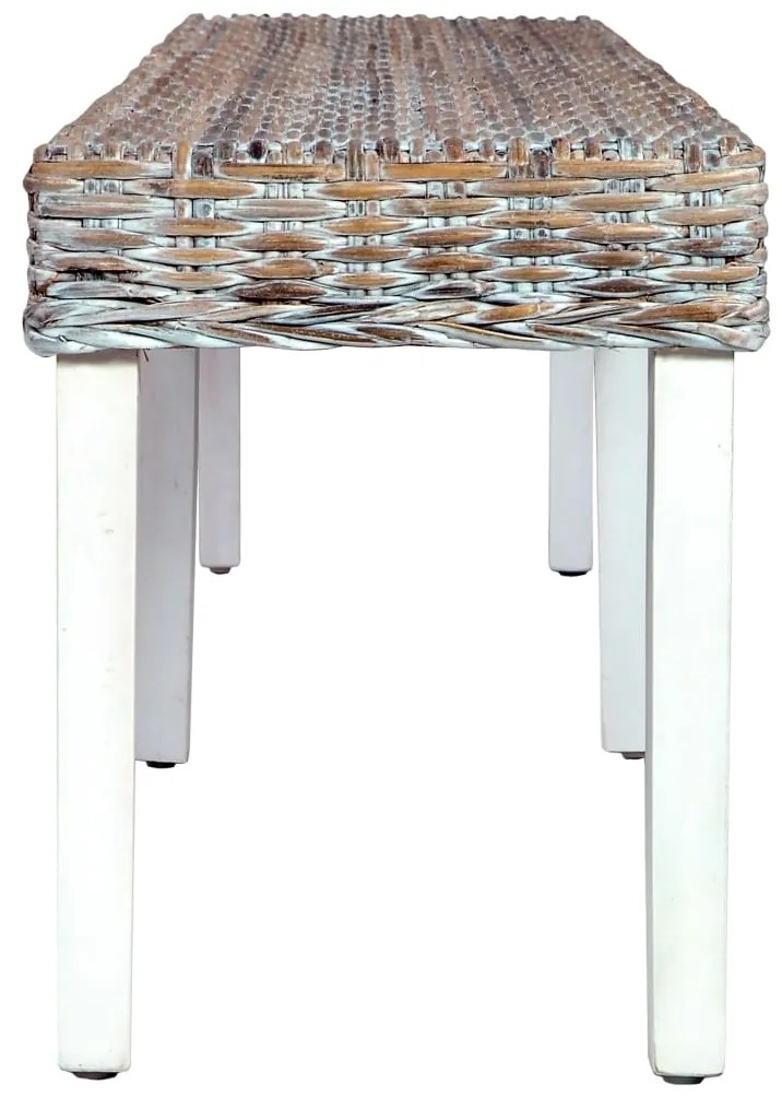 Banco 160cm vime Kubu natural e madeira mangueira maciça branco