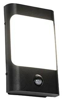 Candeeiro de parede preto com LED IP44 com sensor de movimento - Khuvan