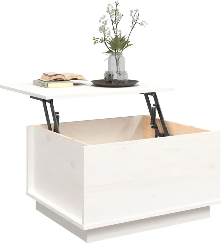Mesa de centro 60x50x35 cm madeira de pinho maciça branco
