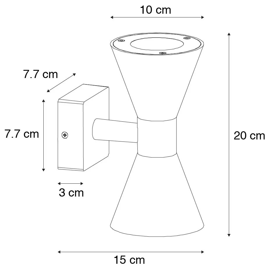 Candeeiro de parede moderno preto 2 luzes - Rolf Moderno