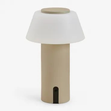 Lâmpada De Mesa Led Sem Fios Para Exterior Em Ferro Socotra Tapioca Bege - Sklum