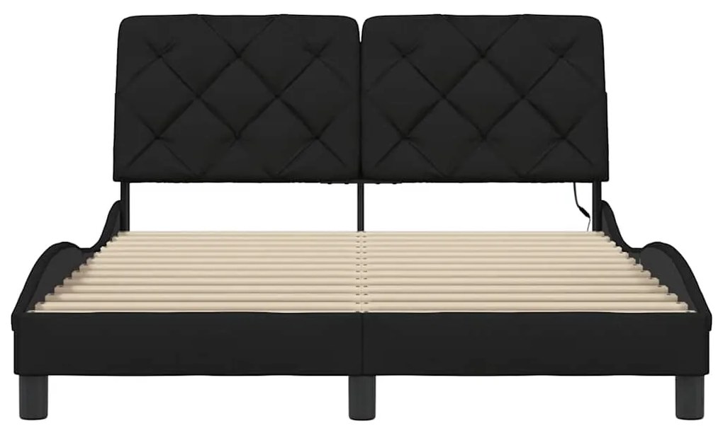 Estrutura de cama com LED sem colchão 140x190 cm tecido preto
