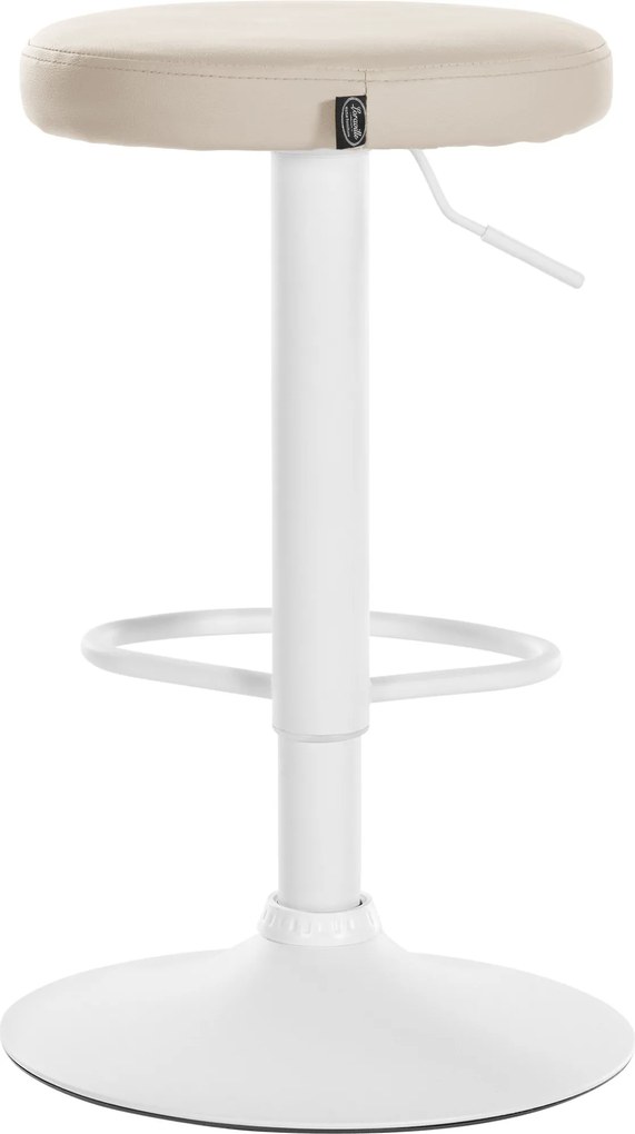 Conjunto de 2 bancos altos em couro sintético de estrutura branca 60-81 x 38,5 cm cor creme