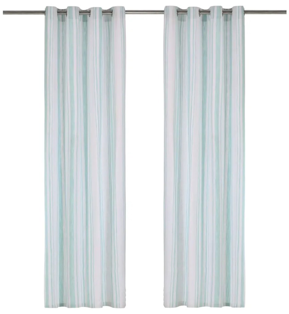 vidaXL Cortinas c/ argolas metal 2 pcs algodão 140x225 cm riscas azul