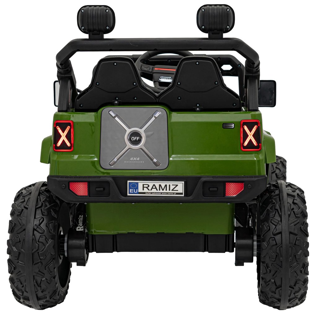 Jipe elétrico para Crianças 12V 4x4 OFF ROAD Speed Rodas de EVA, Assento de couro Verde