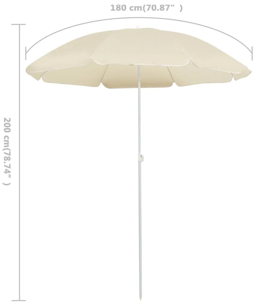 Guarda-sol de jardim com poste de aço 180 cm cor areia