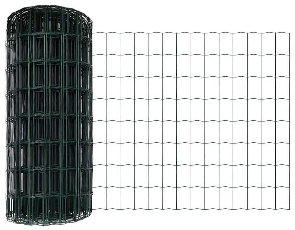 Cerca Europeia com 13 Postes 0,8 x 25 m em Aço Galvanizado Verde