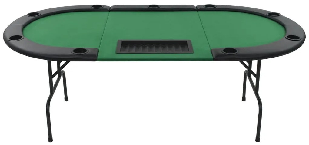 Mesa de póquer dobrável em três 9 jogadores verde