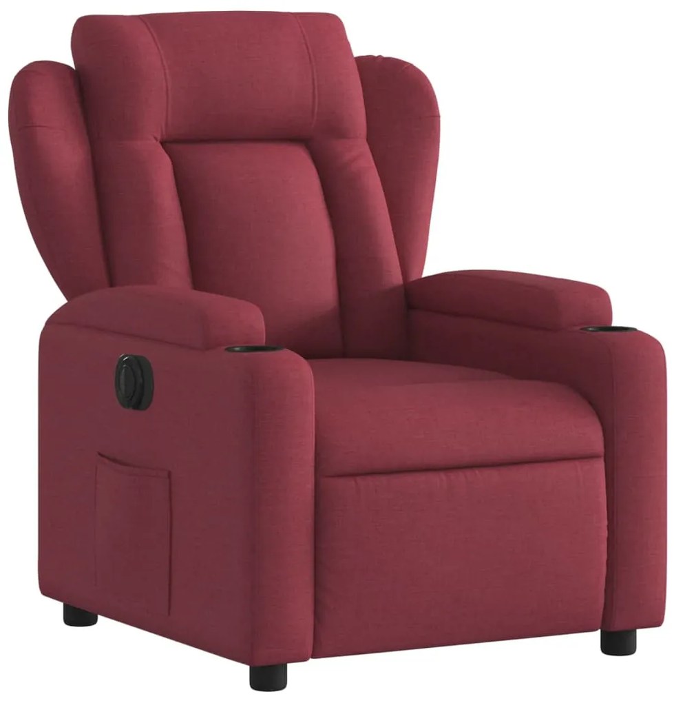Poltrona elétrica reclinável tecido vermelho tinto