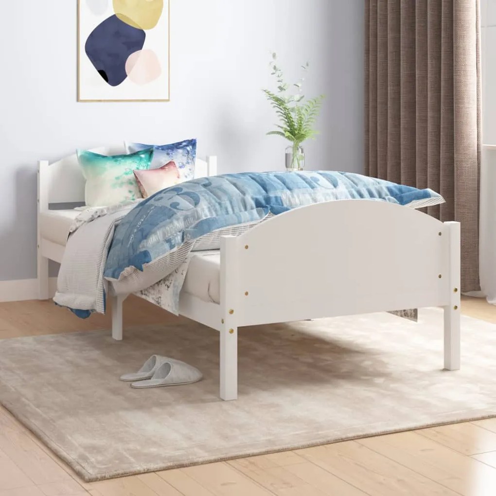 322032 vidaXL Estrutura de cama 100x200 cm pinho maciço branco