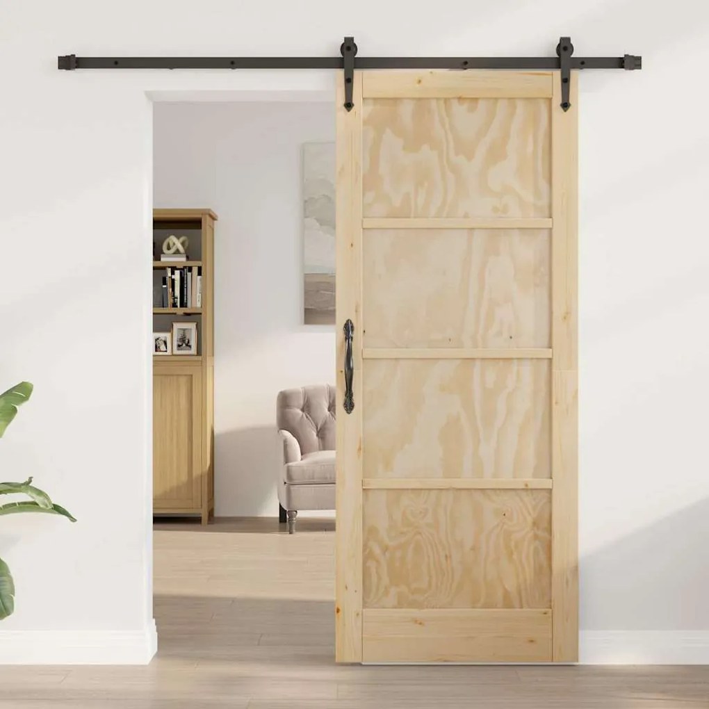 Porta Deslizante vidaXL com Conjunto de Hardware 83x202 cm Madeira Sól