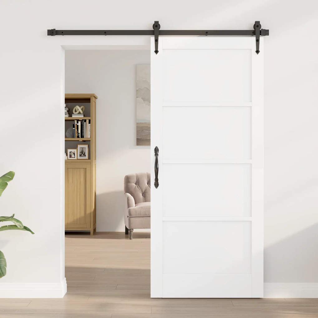 Porta Deslizante vidaXL com Conjunto de Hardware Branca 86x198.5 cm Ma