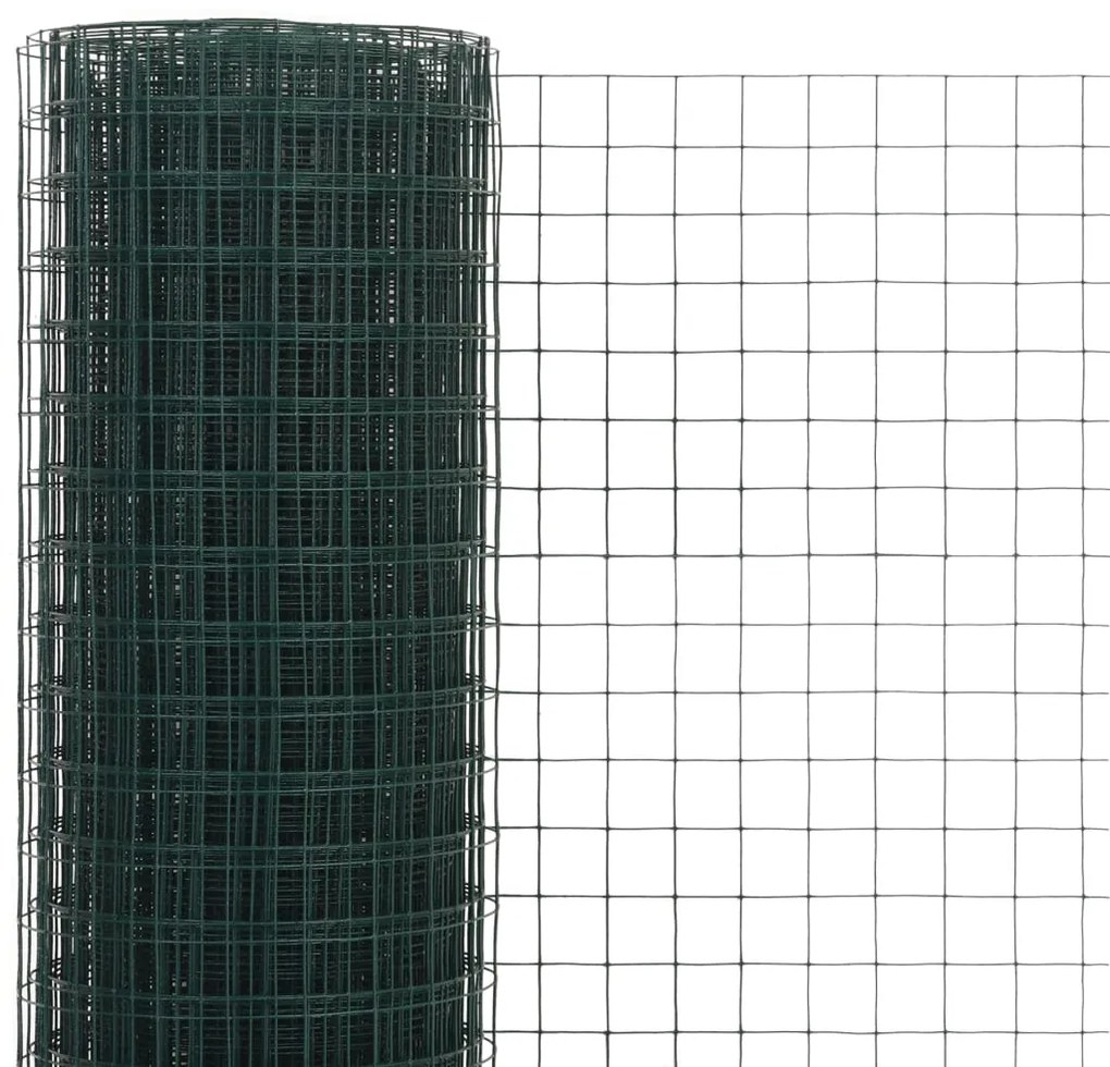 Cerca arame galinheiro 10x0,5 m aço c/ revestimento PVC verde