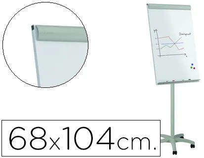 Quadro Branco Rocada para Conferencias Metalico Magnético com Rodas 68x104 cm
