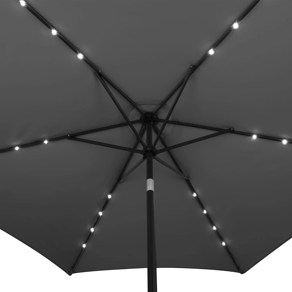 Guarda-sol solar LED Miami alumínio Ø270 cm proteção UV 80+ Antracite