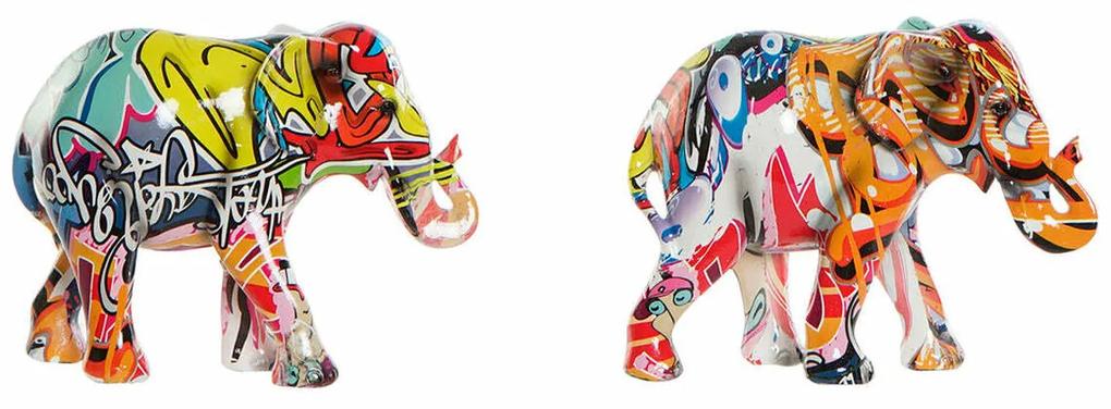 Figura Decorativa DKD Home Decor Elefante Resina (17 x 7 x 13 cm) (2 pcs)