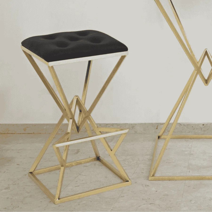 BANCO DE BAR PIRAMID 40X40X75 CM DOURADO E PRETO