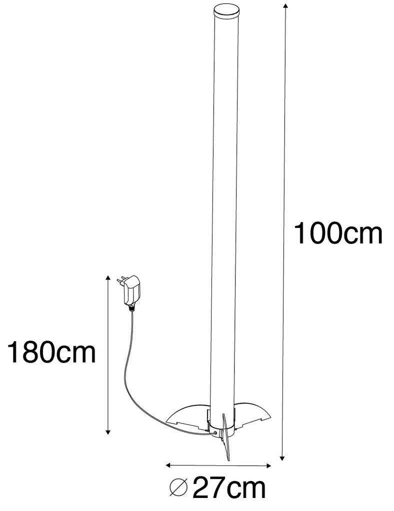 LED Candeeiro de pé preto regulável em Kelvin com comando remoto - Bomba Design