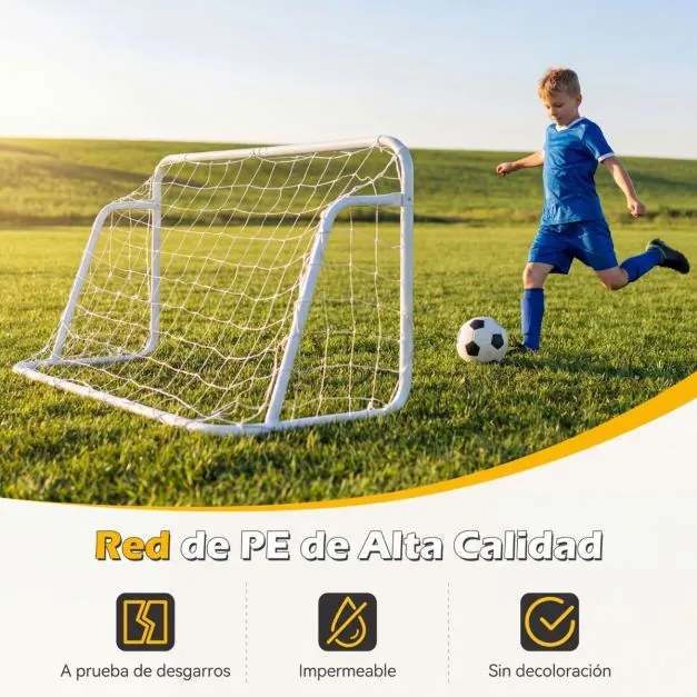 Baliza de futebol infantil com rede 121 x 60 x 80 cm com Estacas para jardim Equipamento de treino portátil Branca