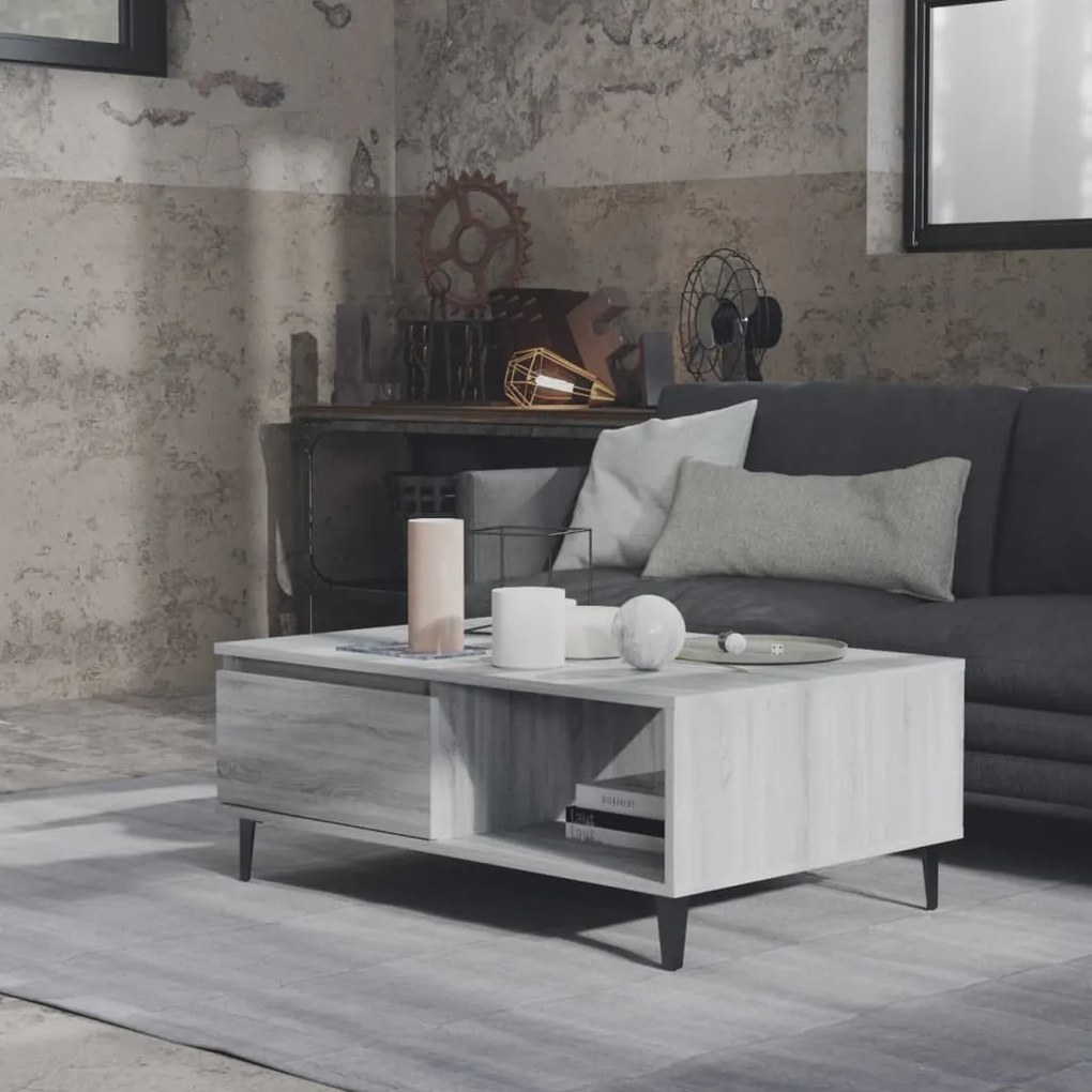 Mesa de centro 90x60x35 cm derivados de madeira cinzento sonoma