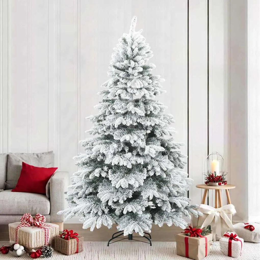 vidaXL Árvore de Natal Artificial Articulada Nevado Flocked Branco