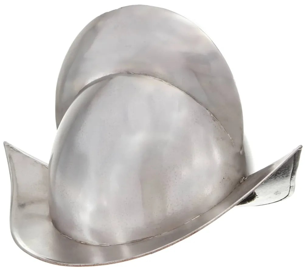vidaXL Capacete de cavaleiro medieval réplica LARP aço prateado
