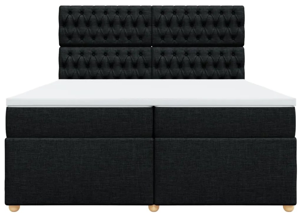 Cama com molas/colchão 200x200 cm tecido preto
