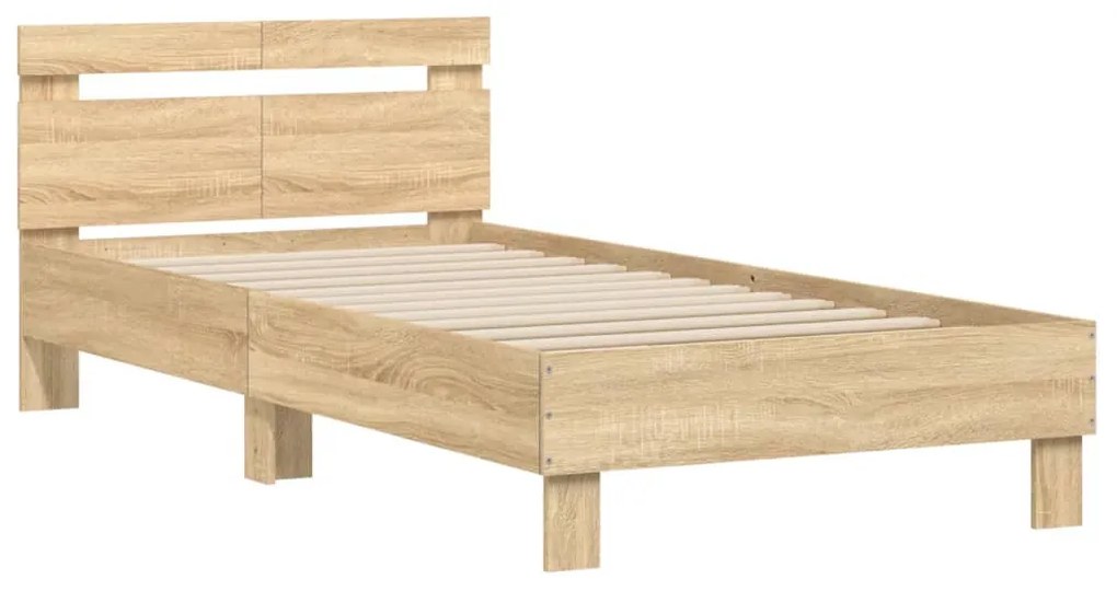 Cama sem colchão com cabeceira 100x200 cm carvalho sonoma