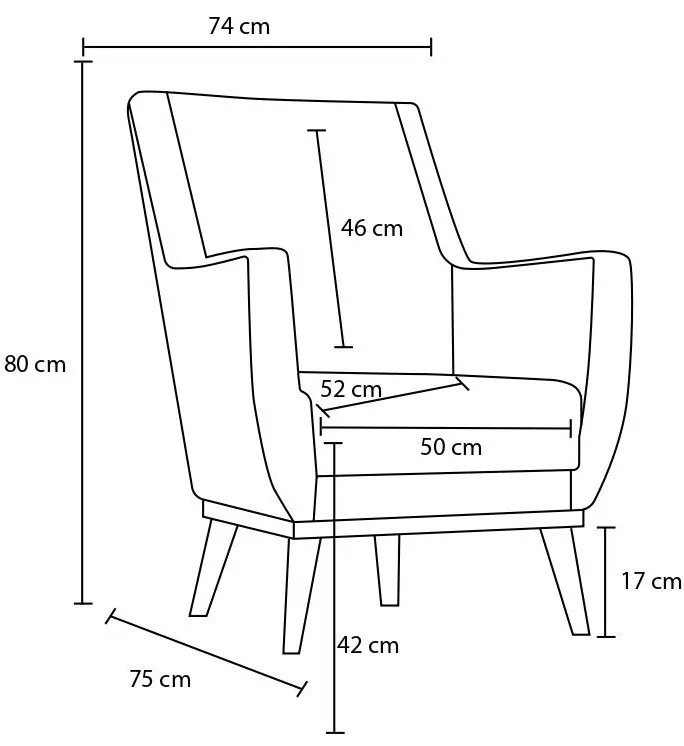 Cadeira Wing Gonca – Cinzento – 74x80x75 cm