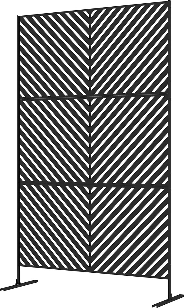 Painel decorativo de proteção visual para exterior com padrão geométrico perfurado em metal - 122 x 45 x 198 cm, preto