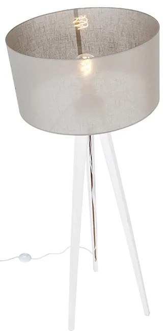 Candeeiro de pé moderno tripé branco com cúpula bege 50 cm - Tripod Classic Moderno